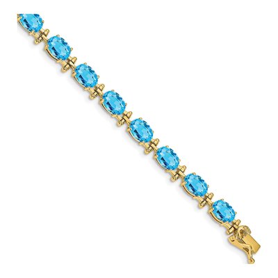 14K Yellow Gold Swiss Blue Topaz Oval Bracelet