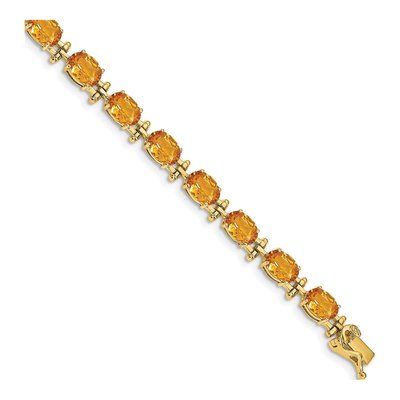 14K Yellow Gold Citrine Oval Bracelet