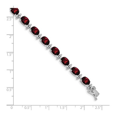 14K White Gold Garnet Oval Bracelet – view 4