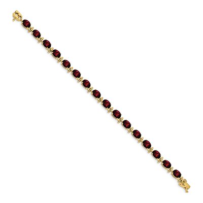 14K Yellow Gold Garnet Oval Bracelet – view 3