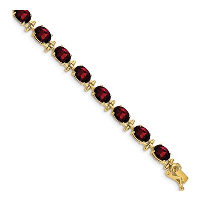 14K Yellow Gold Garnet Oval Bracelet