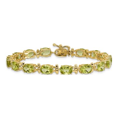 14K Yellow Gold Peridot Oval Bracelet | 7-Inch – view 3