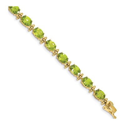 14K Yellow Gold Peridot Oval Bracelet