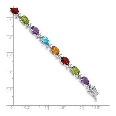 14K White Gold Peridot & Garnet Rainbow Bracelet – view 4