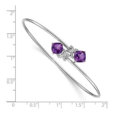 14K White Gold Amethyst & Diamond Bangle Bracelet – view 3