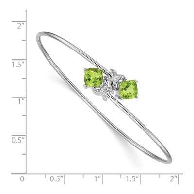 14K White Gold Peridot & Diamond Bangle Bracelet – view 2