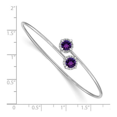 14K White Gold 1/8 ct tw Amethyst & Diamond Halo Bangle Bracelet – view 3