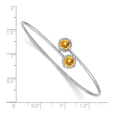 14K White Gold 1/8 ct tw Citrine & Diamond Halo Bangle Bracelet – view 2