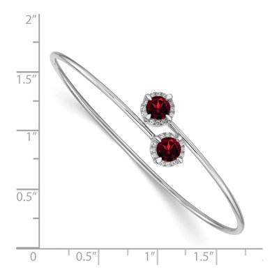 14K White Gold 1/8 ct tw Garnet & Diamond Halo Bangle Bracelet – view 2