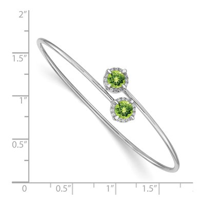 14K White Gold 1/8 ct tw Peridot & Diamond Halo Bangle Bracelet – view 2