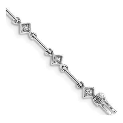 14K White Gold 1/6 ct tw Diamond Bar Link Bracelet