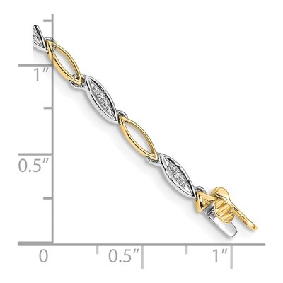 10K Two-Tone Gold 1/20 ct tw Diamond Link Bracelet – view 3