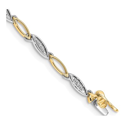 10K Two-Tone Gold 1/20 ct tw Diamond Link Bracelet