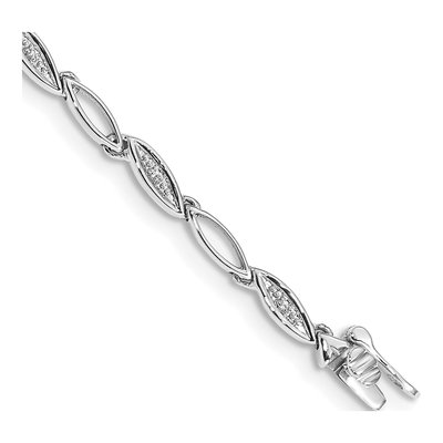 14K White Gold 1/20 ct tw Diamond Oval Link Bracelet