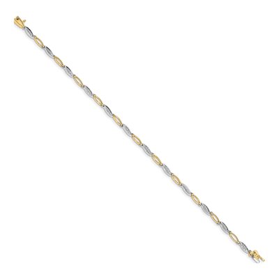 14K Two-Tone Gold 1/20 ct tw Diamond Oval Link Bracelet – view 3