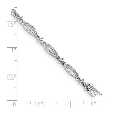 14K White Gold 1/20 ct tw Diamond Oval Link 7-inch Bracelet – view 4
