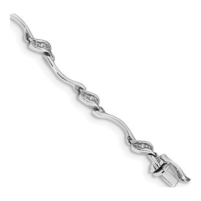 10K White Gold 1/20 ct tw Diamond Link Bracelet