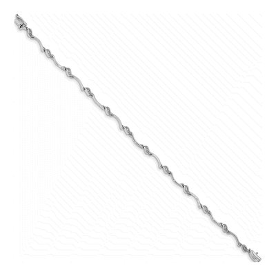 14K White Gold 1/20 ct tw Diamond Fancy Curved Link Bracelet – view 2