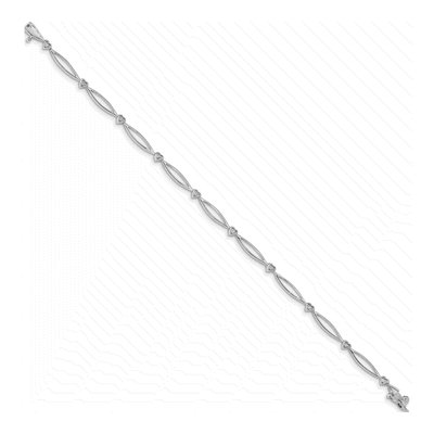 14K White Gold Diamond Heart Oval Link Bracelet – view 2