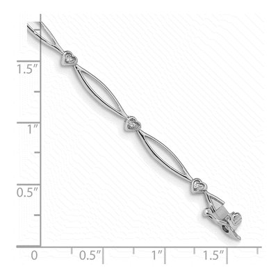 14K White Gold Diamond Heart Oval Link Bracelet – view 3