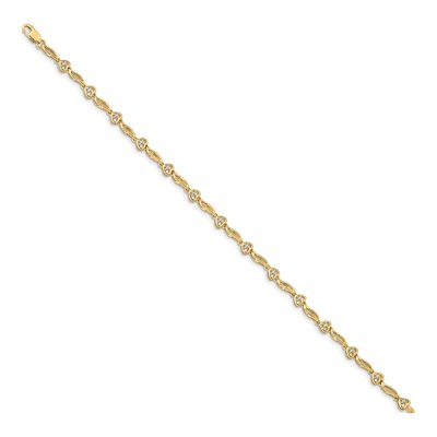 10K Yellow Gold 1/10 ct tw Diamond Heart Tennis Bracelet – view 2