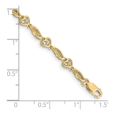 14K Yellow Gold 1/10 ct tw Diamond Heart Tennis Bracelet – view 3