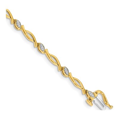 10K Yellow Gold 1/8 ct tw Diamond Oval Link Bracelet