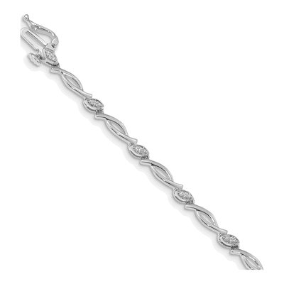 14K White Gold 1/8 ct tw Diamond Link Bracelet