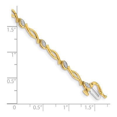 14K Yellow Gold 1/8 ct tw Diamond Fancy Link Bracelet – view 3