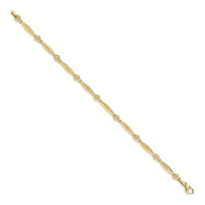 14K Yellow Gold 1/20 ct tw Diamond Heart Bracelet – view 2