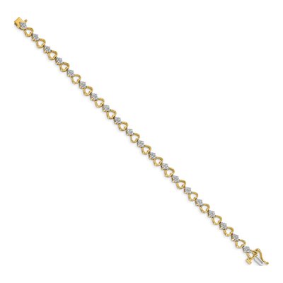 14K Yellow Gold 1.08 ct tw Diamond Heart Link Bracelet – view 2