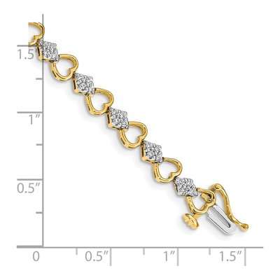 14K Yellow Gold 1.08 ct tw Diamond Heart Link Bracelet – view 3