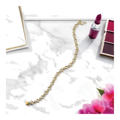 14K Yellow Gold 1.08 ct tw Diamond Heart Link Bracelet – view 4