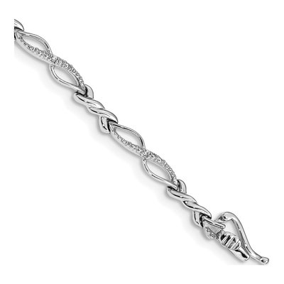 14K White Gold 1/20 ct tw Diamond Twist Link Bracelet