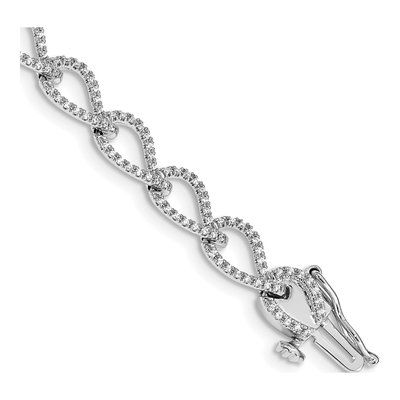 14K White Gold 1 ct tw Diamond Fancy Link Bracelet