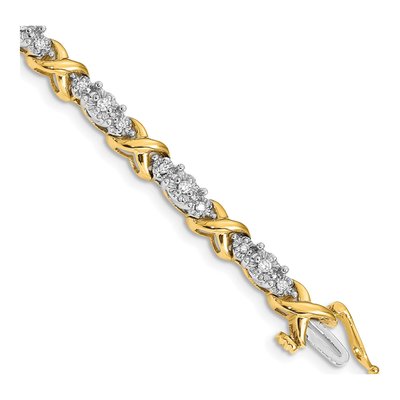 14K Two-Tone Gold 1/2 ct tw Diamond X-Design Bracelet