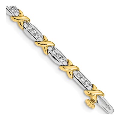 14K Two-Tone Gold 1 ct tw Lab-Grown Diamond Tennis Bracelet