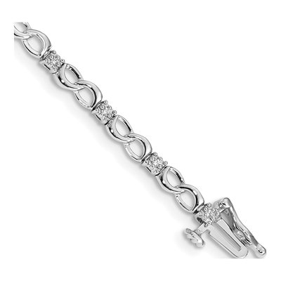 14K White Gold 1/6 ct tw Diamond Figure Link Bracelet