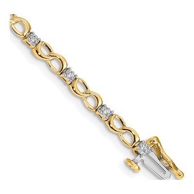 14K Yellow Gold 1/6 ct tw Diamond Figure Link Bracelet