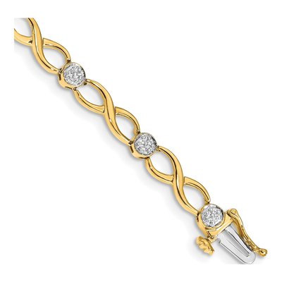 10K Yellow Gold 1/8 ct tw Diamond Infinity Bracelet