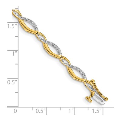 10K Yellow Gold 1/4 ct tw Diamond Oval Link Bracelet – view 3