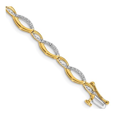 14K Yellow Gold 1/4 ct tw Diamond Fancy Link Bracelet