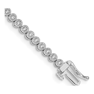 14K White Gold 1 ct tw Lab-Grown Diamond Tennis Bracelet
