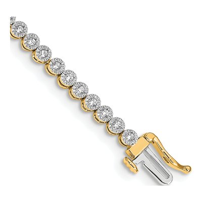 14K Yellow Gold 1 ct tw Lab-Grown Diamond Tennis Bracelet