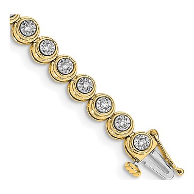 14K Yellow Gold 0.51 ct tw Diamond Circle Link Tennis Bracelet