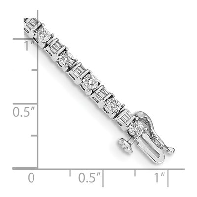 14K White Gold 1 ct tw Diamond Round Baguette Tennis Bracelet – view 3