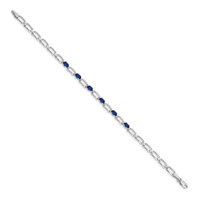 14K White Gold Sapphire & Diamond Paperclip Bracelet – view 2