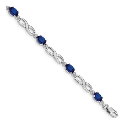 14K White Gold Sapphire & Diamond Infinity Bracelet