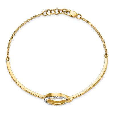 14K Yellow Gold 1/8 ct tw Diamond Moon Star Bangle Bracelet – view 3