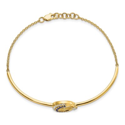 14K Yellow Gold 1/8 ct tw Sapphire & Diamond Moon Star Bangle Bracelet – view 3